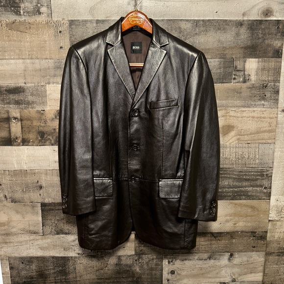 HUGO BOSS LEATHER MEN’S JACKET size 48 - Picture 4 of 11